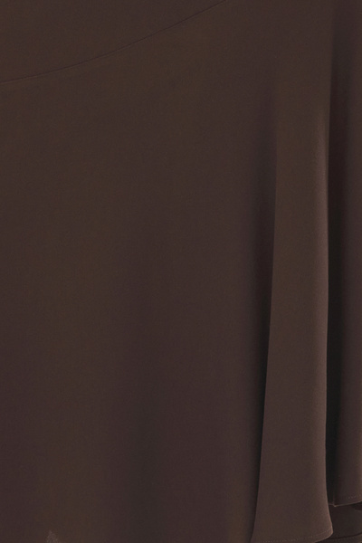 Trendyol Collection Sötétbarna drapériás szövet alacsony derekú hegyű aszimmetrikus maxi hosszúságú szőtt szoknya TWOSS25ET00078