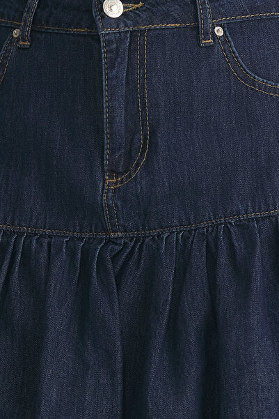 Trendyol Collection Blue Regular Waist Mini Denim Balloon Skirt Twoss25Et00023