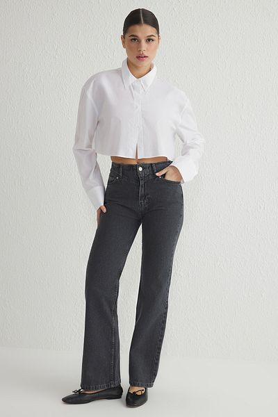 Trendyol Collection Black High Waist Wide Leg Jeans Twoss21Je0385