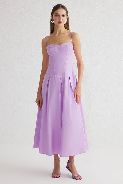 Trendyol Collection Rochie midi din popelin liliac TPRSS25EL00109