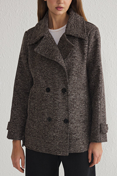 Trendyol Collection Oversize Καφέ Παλτό - Γκρι, TWOAW24KB00176