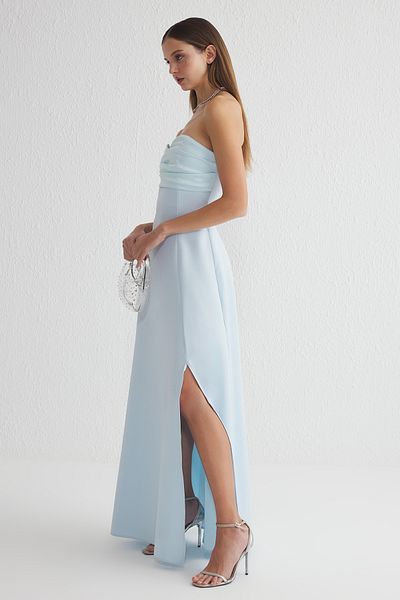 Trendyol Collection Světle modré tkané dlouhé stylové večerní šaty Noční šaty pro návrat domů TPRSS25AE00045