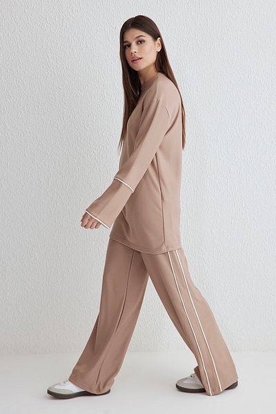 Trendyol Modest Mink Scuba Piping Detailed Knitted Bottom-Top Suit Tctss25Us00013