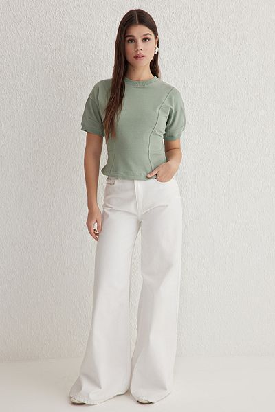 Trendyol Collection Πλεκτή ελαστική μπλούζα με λαιμόκοψη με μέντα TWOSS25BZ00009