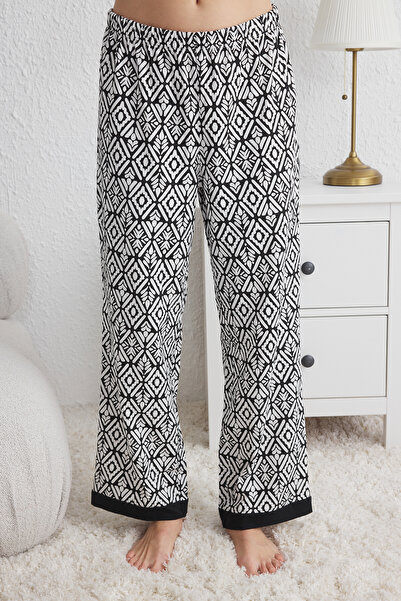 Trendyol Collection Black Ethnic Viscose Single Jersey Knitted Pajamas Set Thmss25Pt00164