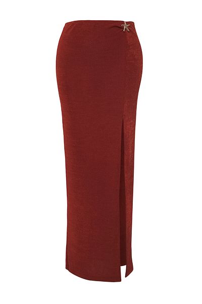 Trendyol Collection Tile*St bedruckter Midirock aus 95 % Polyester und 5 % Elastan