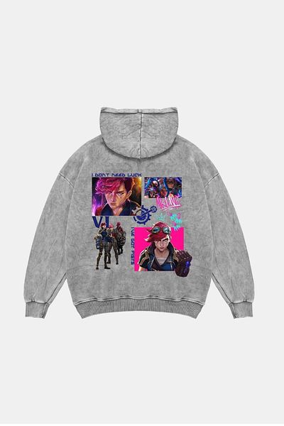 Bak Moda Vi Arcane Printed Oversize Unisex Washed White Hoodie