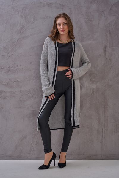 SHUGAA Women's Long Knitted Knitted Cardigan with Stripes