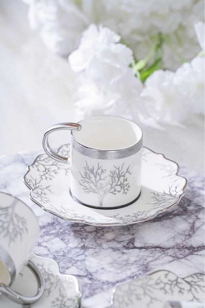 ACAR Kıeran Silver 6-Person Coffee Cup Set Hxf-06801
