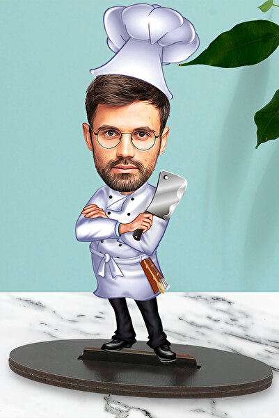 Fotomcity Kişiye Özel Fotoğraflı Aşcı 2 Tasarımlı Karikatür Biblo