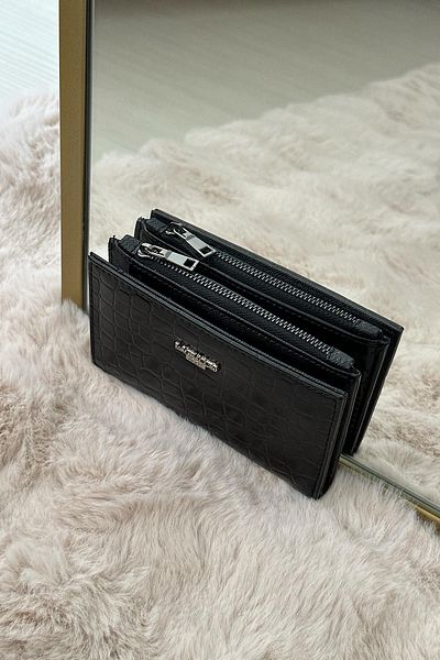 La La'Graccio Paris La'Graccio Paris Women's Winrar Crocodile Wallet Crocodile Black