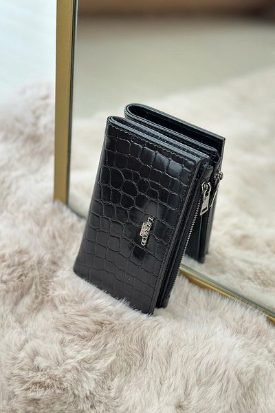 La La'Graccio Paris La'Graccio Paris Women's Winrar Crocodile Wallet Crocodile Black