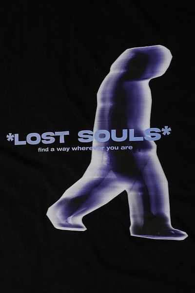 Sekizbiraltı Lost Souls Printed Μαύρο μπλουζάκι Unisex Oversize