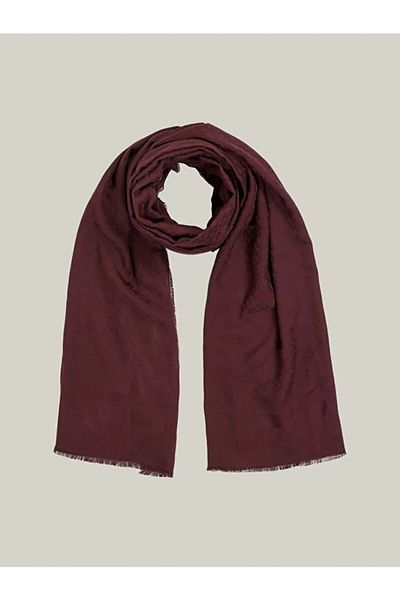 Tommy Hilfiger Women's Jacquard Burgundy Scarf