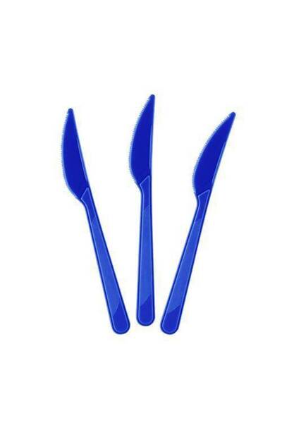 Parti Dükkanım سكين بلاستيك أزرق كحلي فاخر (25 قطعة)