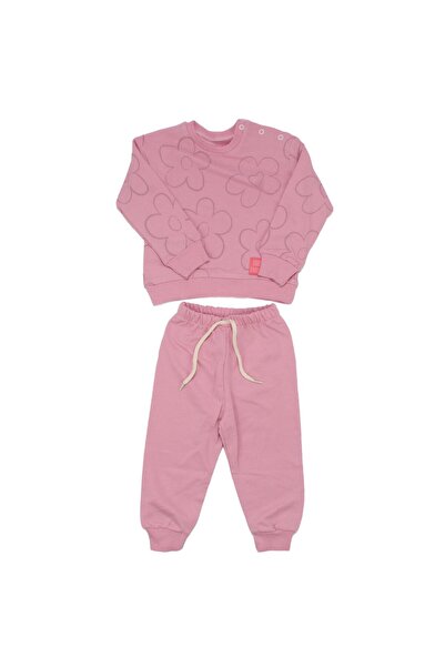 bebegen Kız Bebek Pembe Papatya Baskılı 2'li Takım
