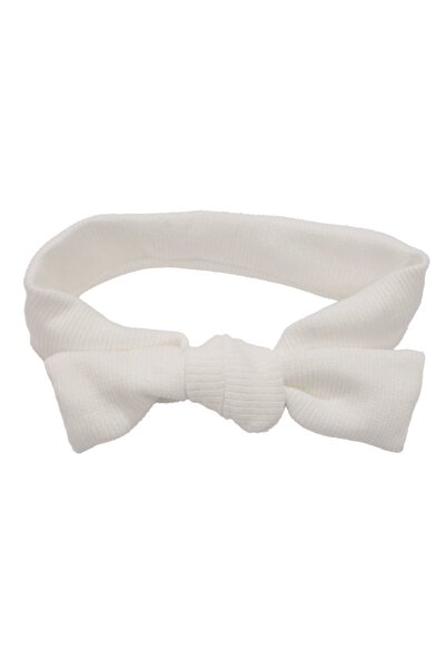 bebegen Baby Girl White Knotted Ribbed Bandana