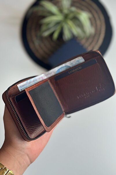 La La'Graccio Paris Paris Lancy Men's Zippered Rfid Protection Sole Pickled Leather Wallet