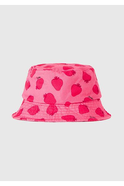 United Colors of Benetton Erkek Çocuk Kırmızı-Pembe Tamamı Desenli Önü Logo İşlemeli Bucket Şapka
