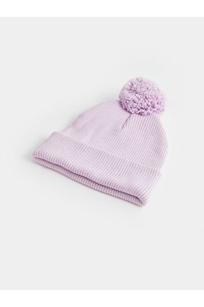 LC Waikiki Bedruckte Baby-Mädchen-Baskenmütze mit Pompon-Detail
