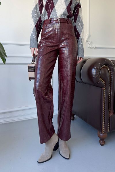 MAGARDE Premium Snakeskin Burgundy Trousers