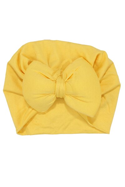 bebegen Kız Bebek Sarı Fiyonklu Penye Bone