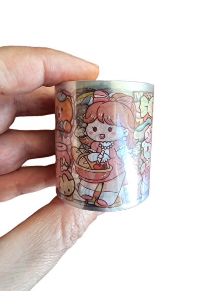 Ceylan Kırtasiye Anime, Kawaii Şeffaf Rulo Sticker Washi Tape 4,5 Cm X 5m (1 ADET)