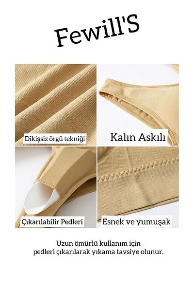 FEWİLLS MODA Σετ σουτιέν με επένδυση 3 τεμαχίων - Συγκέντρωση και σύσφιξη, (Μαύρο-άσπρο-χρώμα δέρματος)