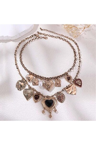 Pelin Aksesuar Antik Gold Kalpli 2 Li Kolye