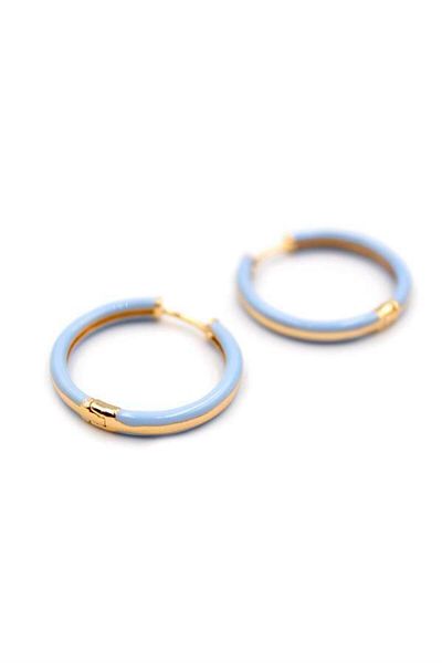 MENESSA Light Blue Enamel Hoop Earrings