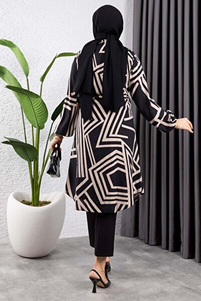 SGS Μαύρος τουνίκ από βισκόζη με γεωμετρικό σχέδιο