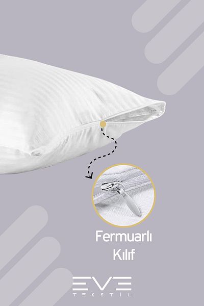 Eve Tekstil 50x70cm Αντιβακτηριδιακή Βαμβακερή Σατέν Πολυτελής Μαξιλαροθήκη - 6 τμχ Ριγέ, Φερμουάρ και Πλένεται