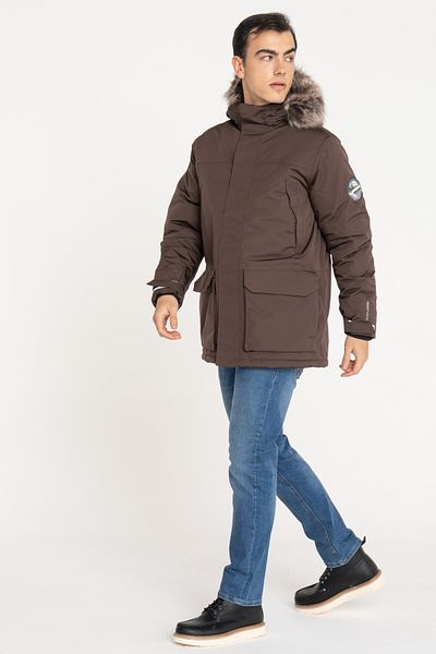Jack & Jones معطف جاك آند جونز بني للرجال مع جيوب بغطاء للرأس12241546