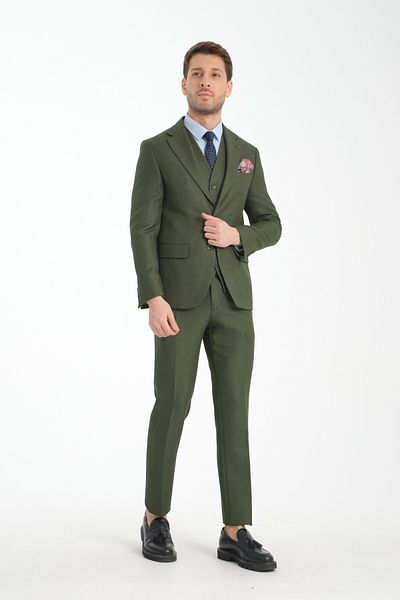 Frappoli Κοστούμι Slim Fit Χοντρό μονόχρωμο γιακά με διπλό σκίσιμο φόδρα