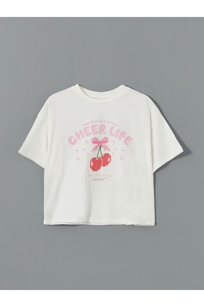 LC Waikiki Crop-T-Shirt für Mädchen mit Rundhalsausschnitt