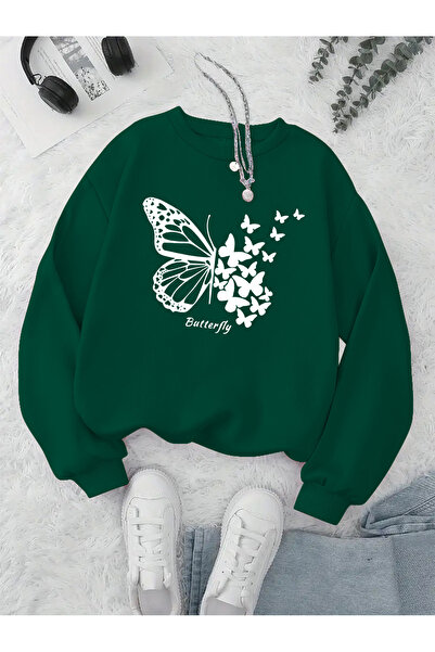 Lider Leather Hanorac imprimat cu gâtul în formă de O - Design elegant și con...