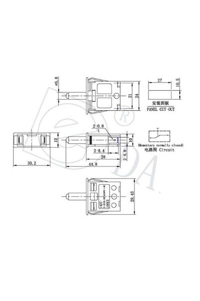 Hatfon Elektronik Reverse button pbs-37 cabinet type 2 pin ic-187b white (closed contact)