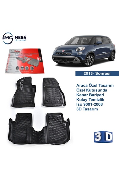 Rizline Fiat 500l 2013- Sonrası 3d Havuzlu Paspas