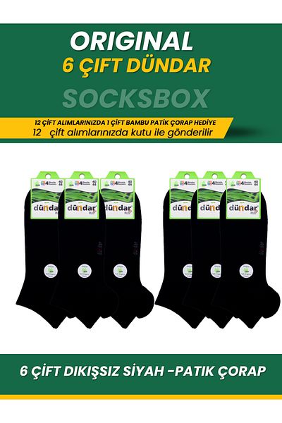 socksbox 6 Pairs Bamboo Seamless Black Booties Socks/Dündar Booties Socks Series/40-44
