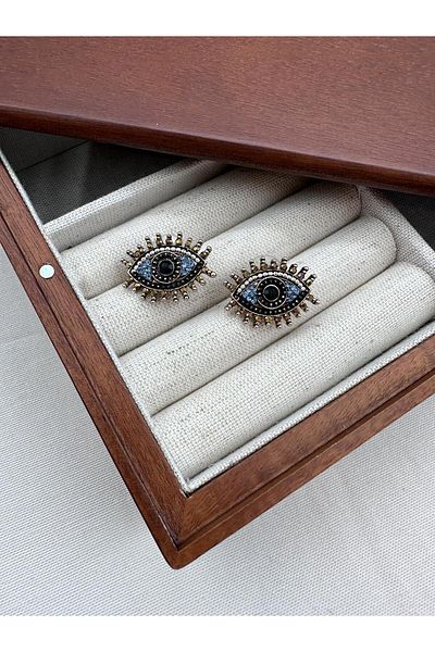 Jerie Vintage Eye Earrings with Crystal Stone Detail