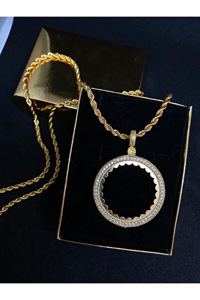 MİRLANTİS AKSESUAR TAM ALTINLIK ÇERÇEVELİ KOLYE  (ALTIN KAPLAMA)