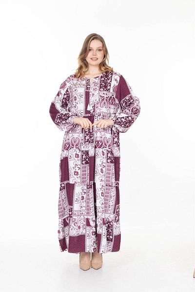 mervemoda Γυναικείο καλοκαιρινό μακρυμάνικο φόρεμα