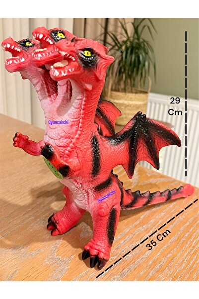 tmtoysandmore Ejderha Oyuncak 3 Başlı Sesli Soft Yumuşak Oyuncak Dinazor Büyü...