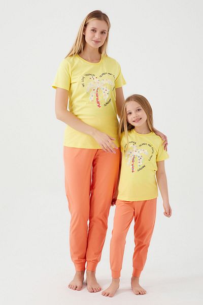 Rolypoly We Love Tropical Green Girl's Short Sleeve Pajama Set