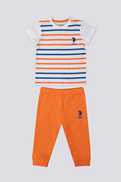 U.S. Polo Assn. U.S. Polo Assn Fun Orange Baby Tshirt Set