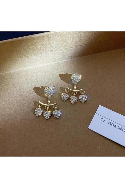 Pelin Aksesuar Kristal Taşlı Kalpli Hayalet Küpe