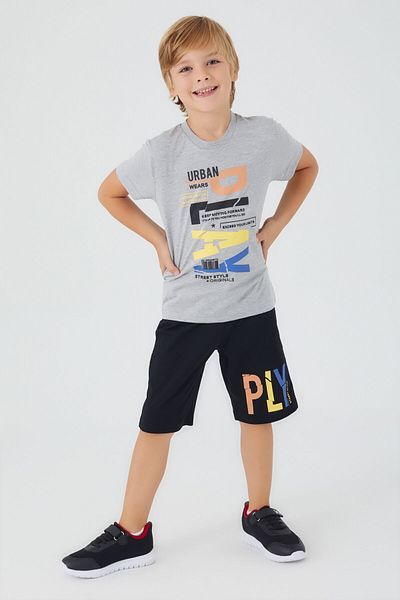 Rolypoly Urban Wears Gray Melange Boy Bermuda Suit