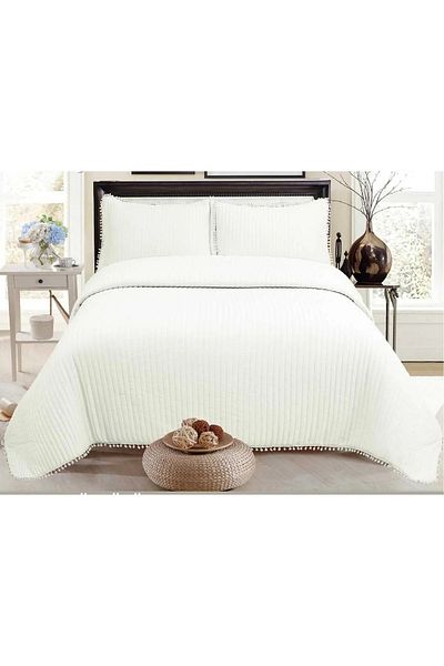 TREVO Asia Double Pompon Polyester Bed Cover