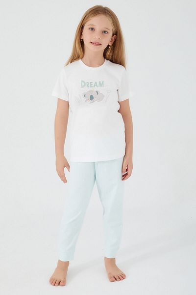 Rolypoly Costum de pijama cu mânecă scurtă pentru fete Koala-Muster Cream Light Nile
