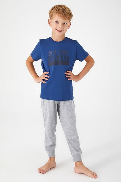 Rolypoly Costum de pijama cu mânecă scurtă pentru băiat Sea Side Blue